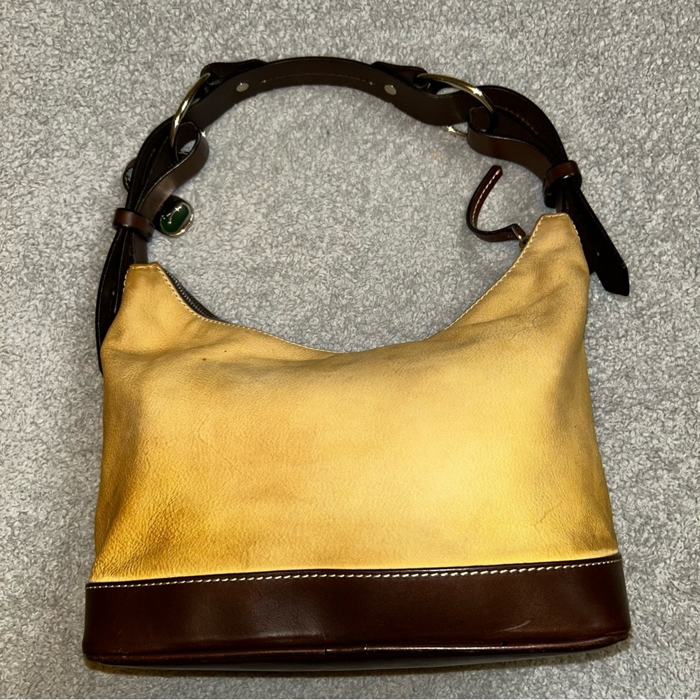 Dooney & Bourke Yellow and Brown Hobo Bag - Picture 3 of 13
